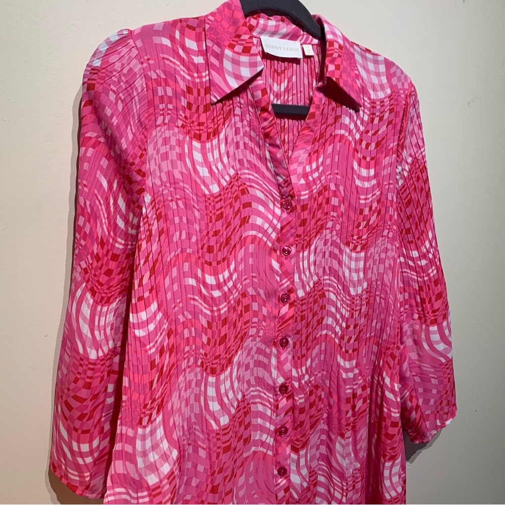 Vibrant Pink Button-Up Tunic